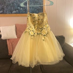 Yellow Sherri Hill corset dress